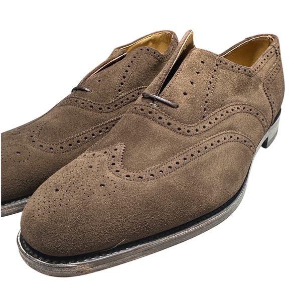 Charles Tyrwhitt Full Brogue Shoes Mens 12 Brown Suede Wingtip NEW
